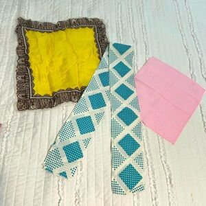 Vintage 60s 70s Scarves Neck Ties Pink Yellow Yellow Brown MCM Pink African